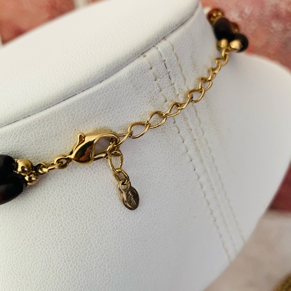 Monet Gold and Brown Beaded Necklace - Picture 3 of 5